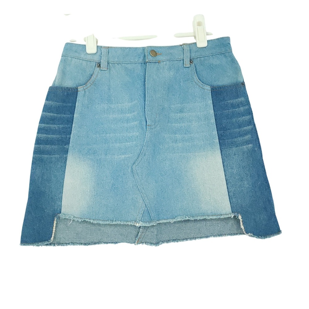 Wild Honey VTG Retro Style Patchwork Denim Mini Skirt Womens M Blue Indie Grunge